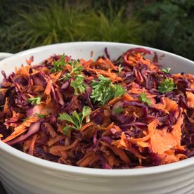 homemade carrot and red cabbage salad