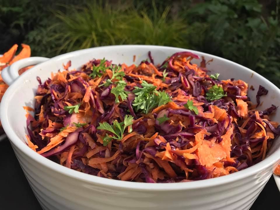 Shropshire Hills Catering homemade carrot and red cabbage salad