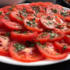 freshly prepared tomato and basil salad